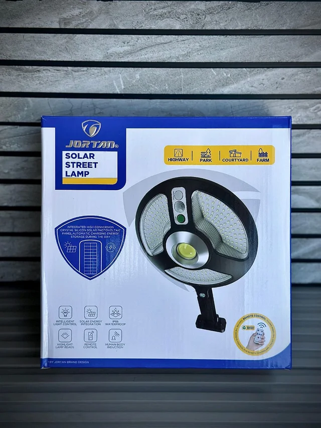 Jortan Outdoor Solar Powered LED Street Lamp – Motion Induction, Remote Control, All-in-One Integrated Design
