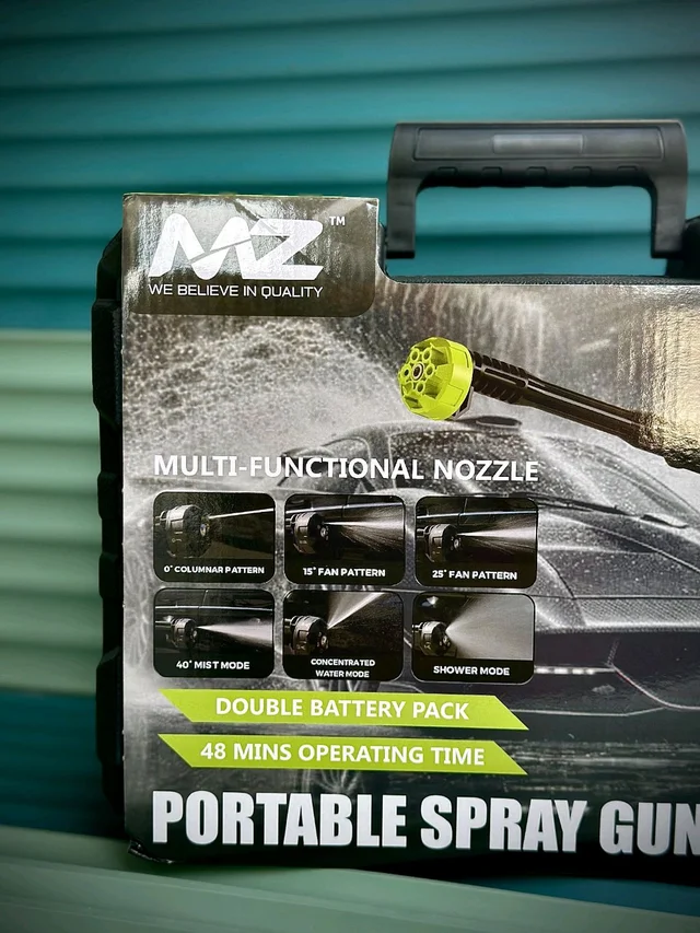 MZ Portable Battery Powered Spray Cleaner – Multi-Functional Nozzle, Dual Battery Pack (48-Min Operating Time)