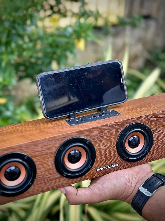 Rock Light S606 4.1 Channel Multimedia Speaker System with Microphone | Wooden Bluetooth Speaker
