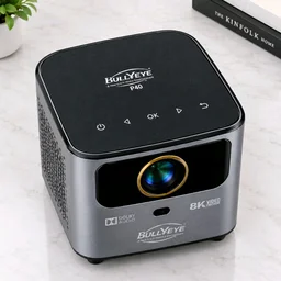 BULLYEYE P40 Smart Home Theater Projector – 8K Decode, Dolby Audio, HD Resolution (Includes Cables & Remote)