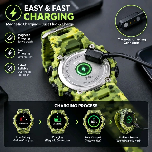 G-SHOCK Rugged Camouflage Smart Watch – Digital Display, Fitness Tracking & Outdoor Features