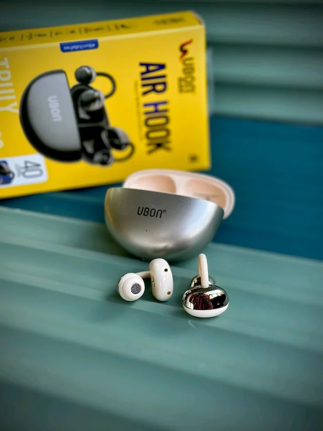 UBON Black Air Hook J8 Truly Wireless Earclips – Open-Ear Bluetooth Earphones with Mic & Type-C Charging