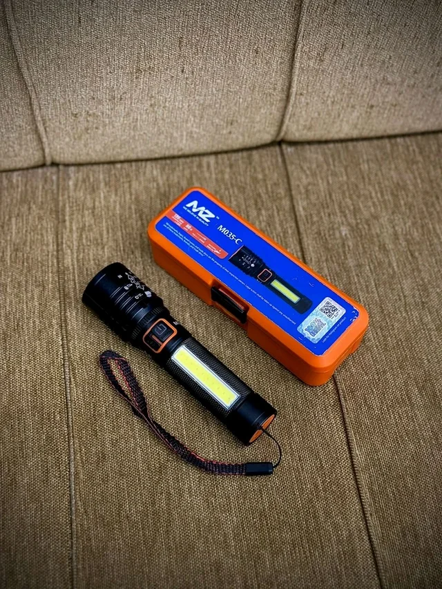 MZ M035-C Rechargeable Tactical LED Flashlight with COB Side Light & Hard Case