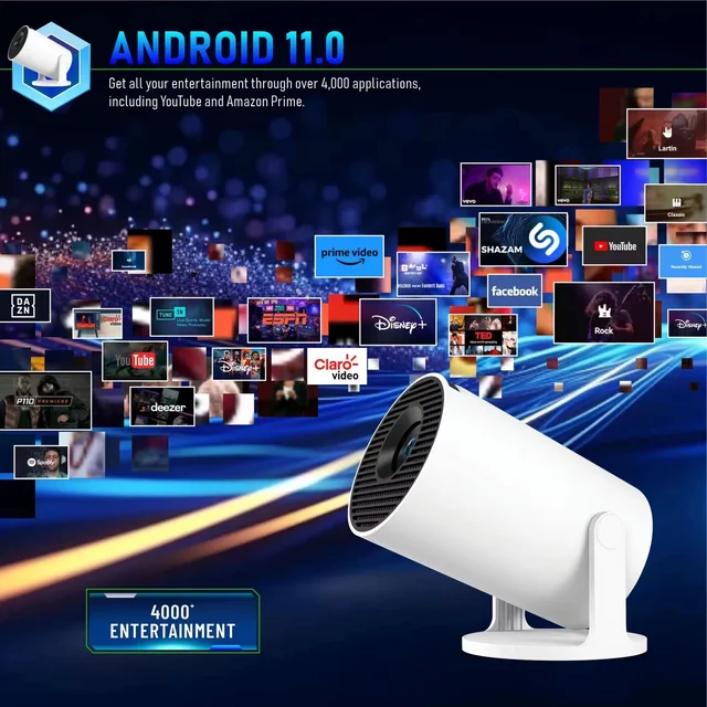 HY300 Ultra HD Projector With Auto Keystone Correction And Upto 130 Inch Screening | Android 11 With All Android App Support