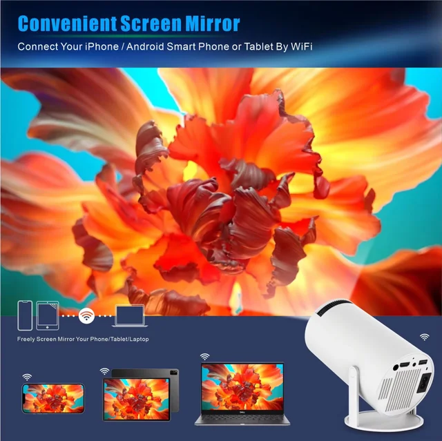 HY300 Ultra HD Projector With Auto Keystone Correction And Upto 130 Inch Screening | Android 11 With All Android App Support