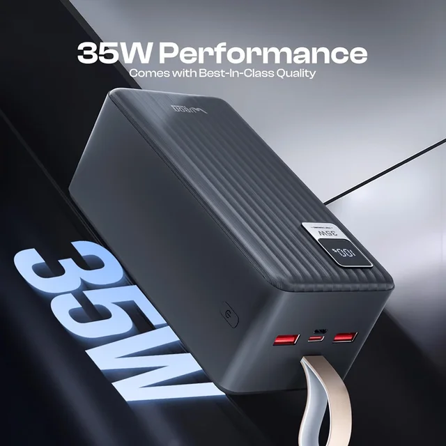 UBON 50000 MAH Powerbank With 35W Fast Charging Dual USB / Type-C / V8 Ports And Digital Charging Indicator Display