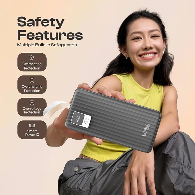UBON 50000 MAH Powerbank With 35W Fast Charging Dual USB / Type-C / V8 Ports And Digital Charging Indicator Display