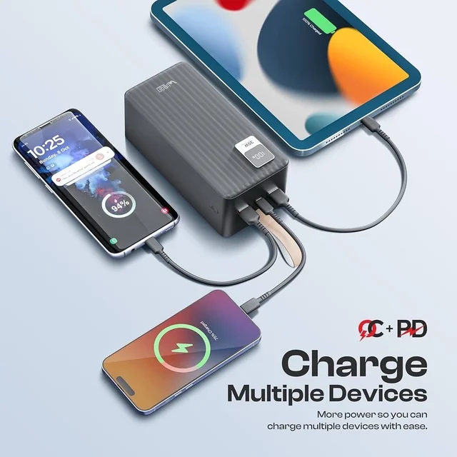 UBON 50000 MAH Powerbank With 35W Fast Charging Dual USB / Type-C / V8 Ports And Digital Charging Indicator Display