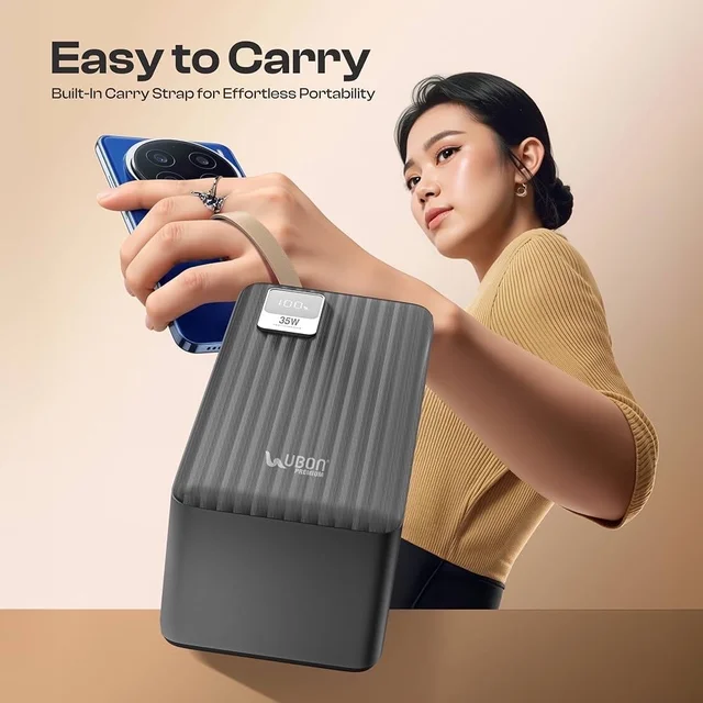 UBON 50000 MAH Powerbank With 35W Fast Charging Dual USB / Type-C / V8 Ports And Digital Charging Indicator Display