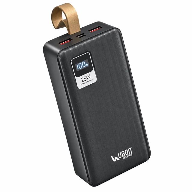 UBON 30000 MAH Powerbank With 25W Fast Charging, Dual USB / Type-C / V8 Ports And Digital Display