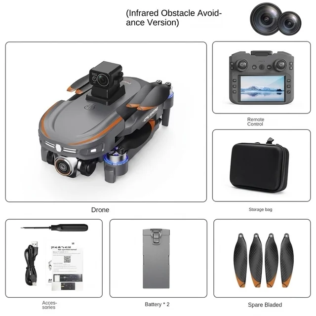 S28 GPS Drone With Inbuilt Display Remote, Brushless Motor And Obstacle Avoidance Sensor