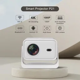 P21 Projector With 4k UHD Support And Upto 200 Inches Large Screen Automatic Keystone And Focus Android 13 OS