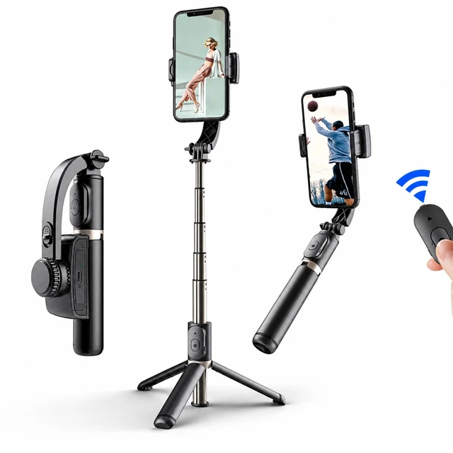 Q08 1-axis Gimbal Stabilizer With 2.5 Feets Extendable Rod And Wireless Remote Also Works As Tripod And Selfie Stick