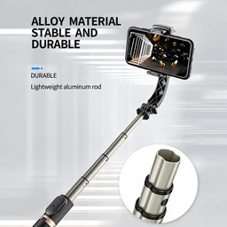 Q08 1-axis Gimbal Stabilizer With 2.5 Feets Extendable Rod And Wireless Remote Also Works As Tripod And Selfie Stick