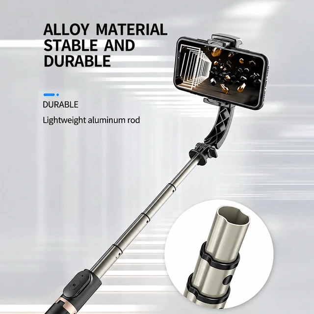 Q08 1-axis Gimbal Stabilizer With 2.5 Feets Extendable Rod And Wireless Remote Also Works As Tripod And Selfie Stick