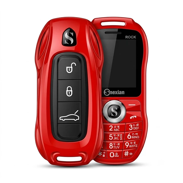 Snexian Rock Key Dual Sim Keypad Phone With Sports Car Remote Design, Upto 5 Days Battery Backup - Red