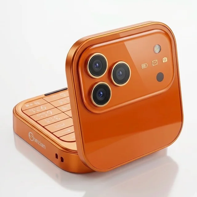 Snexian Rock X Flip Phone With Dual Sim Support 1.8 Inch Display Upto 5 Days Battery Backup Attractive Design - Orange