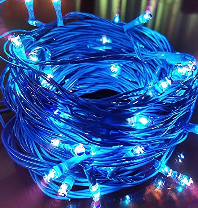 BLUE Rice Bulb Lights for Home Decoration Indoor Outdoor, 20 Metre - 20 Metre, Blue