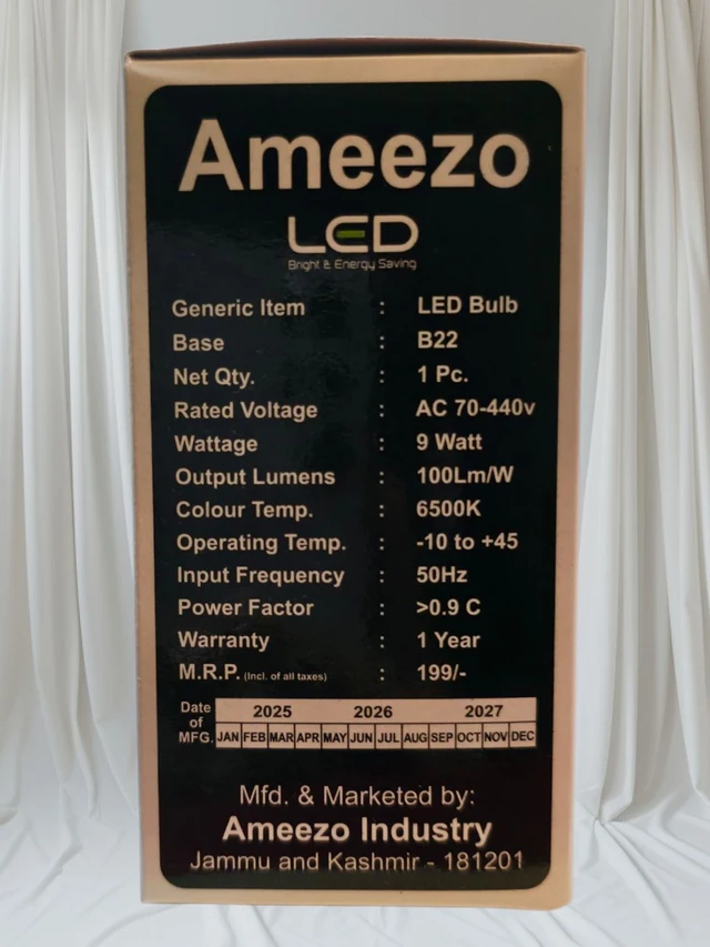 Ameezo 9 Watt Led Bulb (2400 pcs) - 9 Watt, White, 9
