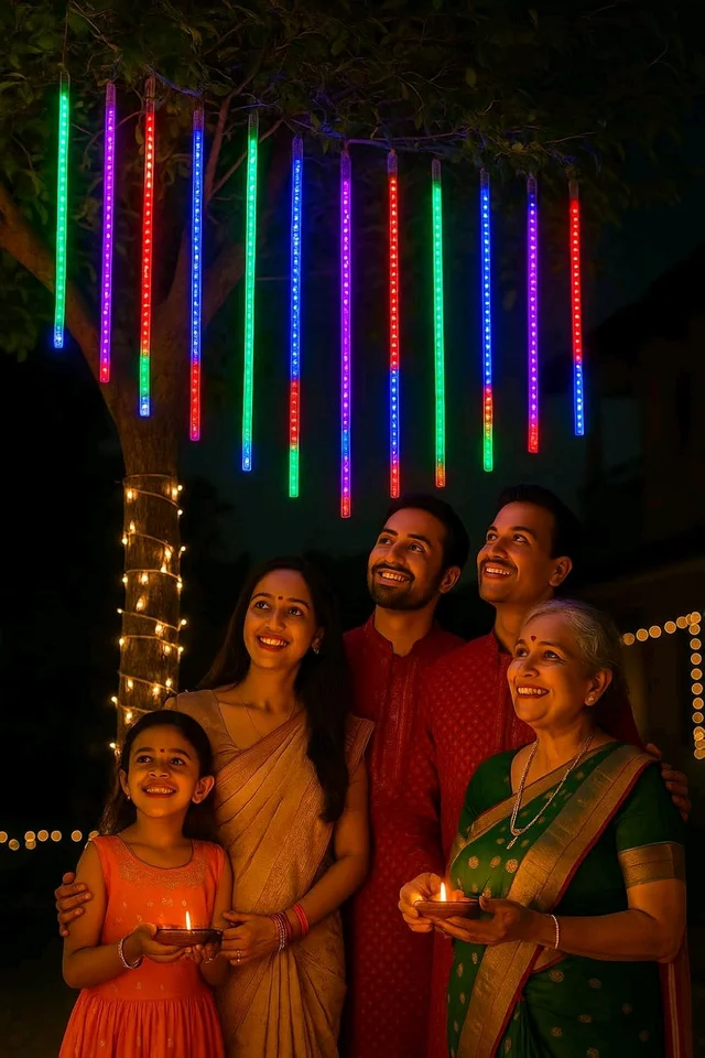 Rain Drop Led Meteor Shower 192 Led And 8 Tubes Multi Rgb