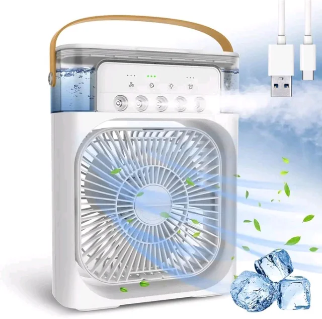 Portable Air Cooler Fan with 7-Color Light – Personal AC Fan