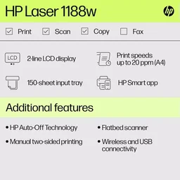 HP MFP M1188W WIFI LASER PRINTER - LASERJET, MULTIFUNCTION, BLACK