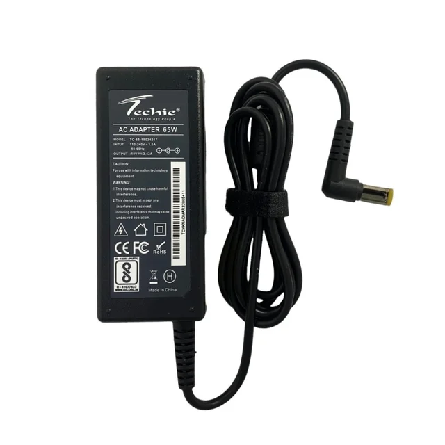 LAPTOP ADAPTER for ACER YELLOW PIN 65W Compatible - TECHIE, 65W, Yellow PIN (5.5mm x 1.7mm)