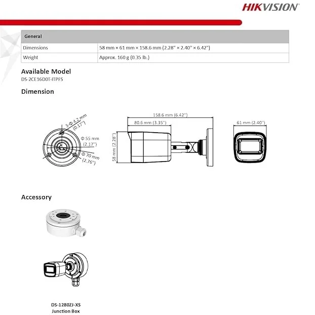 HIKVISION Hikvision 2MP Regular HD Bullet Camera With Audio - REGULAR, 2MP