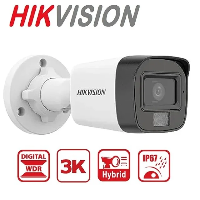 HIKVISION Hikvision 2MP Hybrid HD Bullet Camera With Audio Dual Light - Dual Light, 2MP