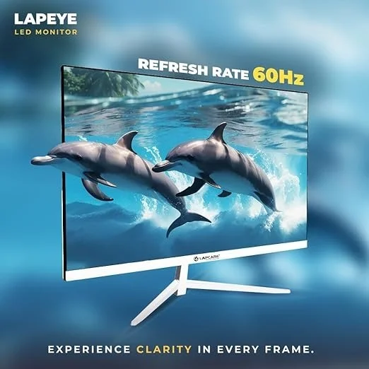 LAPCARE Gaming LED Monitor LM22WHD-SP - 22" (54.61CM) With In-Built Speaker, FHD Display|Refresh Rate 60Hz|1920 X 1080| 16:9 Aspect Ratio, Response 5ms |Metal Stand & VGA+ HDMI Ports (3 Year Warranty) - LM22WHD-SP, LAPCARE, 22 inch