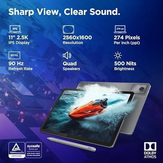 Lenovo Idea Tab Smartchoice |11-inch 2.5K Clear Display, 90Hz Refresh Rate, 8GB RAM, 256GB ROM| MediaTek Dimensity 6300| 7040mAh Battery|4 Speakers| USB-C |Wi-Fi + 5G |AI-Enabled, Luna Grey