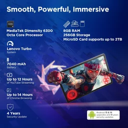 Lenovo Idea Tab Smartchoice |11-inch 2.5K Clear Display, 90Hz Refresh Rate, 8GB RAM, 256GB ROM| MediaTek Dimensity 6300| 7040mAh Battery|4 Speakers| USB-C |Wi-Fi + 5G |AI-Enabled, Luna Grey