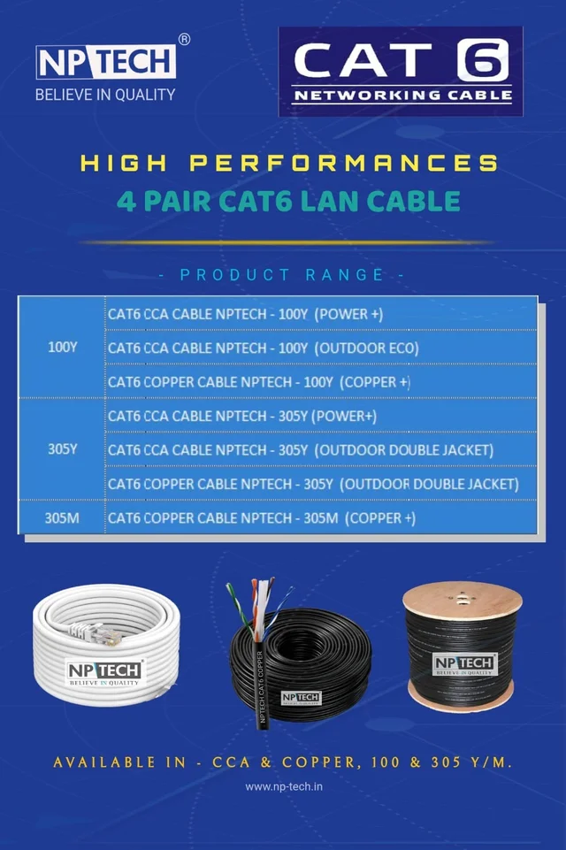 NPTECH CAT6 COPPER 100Y LAN CABLE - COPPER, NPTECH, 100Y