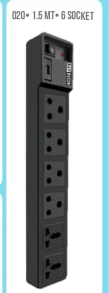 NPTECH SPIKE GUARD (4+2) 6 SOCKET 020 (1.5MT) - 020 (1.5 MT)