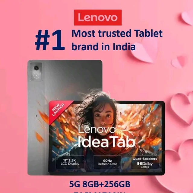 Lenovo Idea Tab Smartchoice |11-inch 2.5K Clear Display, 90Hz Refresh Rate, 8GB RAM, 256GB ROM| MediaTek Dimensity 6300| 7040mAh Battery|4 Speakers| USB-C |Wi-Fi + 5G |AI-Enabled, Luna Grey