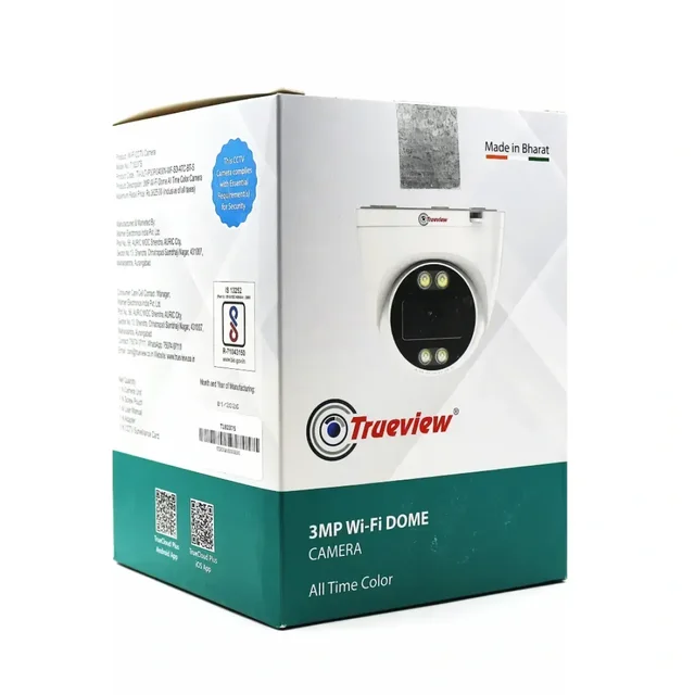 Trueview 3MP Wi-Fi Dome Camera Two Way Audio - Wifi Dome, Trueview, 3MP