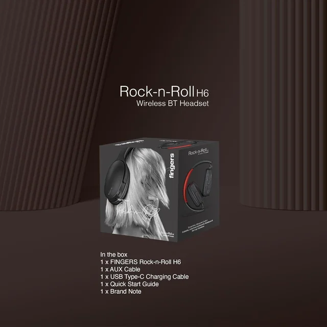 FINGERS Rock-n-Roll H6 Bluetooth Headphones - WIRELESS, ROCK-N-ROLL, Red
