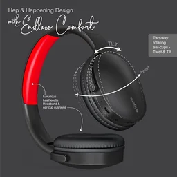 FINGERS Rock-n-Roll H6 Bluetooth Headphones - WIRELESS, ROCK-N-ROLL, Red
