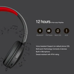 FINGERS Rock-n-Roll H6 Bluetooth Headphones - WIRELESS, ROCK-N-ROLL, Red