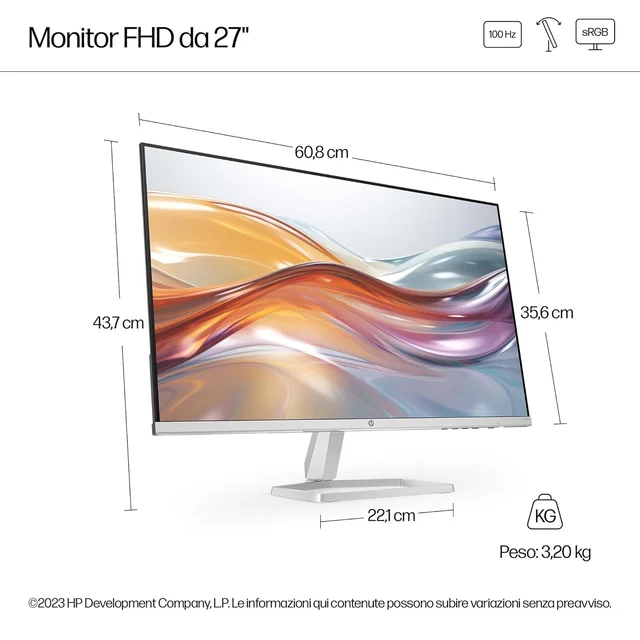 HP 527 Series 5, 27 inch Full HD LED Backlit IPS 100Hz Refresh Rate Monitor - 27 inch