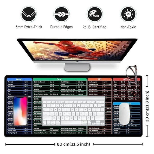 ITB Mouse Pad Gaming with Windows & Office Excel Shortcuts Key