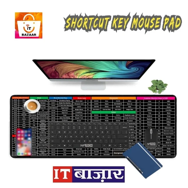 ITB Mouse Pad Gaming with Windows & Office Excel Shortcuts Key