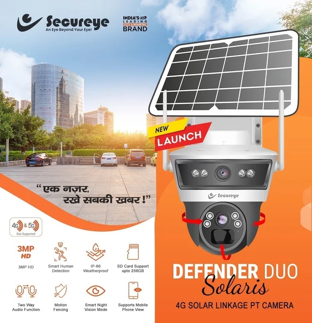 Secureye Solar 4G PTZ Camera 3mp + 3mp Dual lens (2 Way Audio) - 3MP+3MP