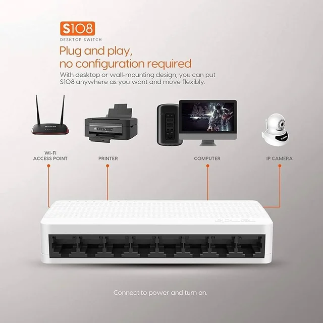 TENDA SWITCH 10/100Mbps - 8 PORT, TENDA