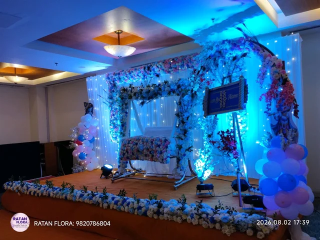 Name Ceremony Decoration Stage_Gate_Jhula Name Design_ Welcome Bord 