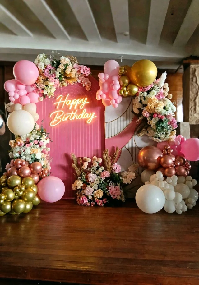 Birthday Decoration Flower With Balloons 