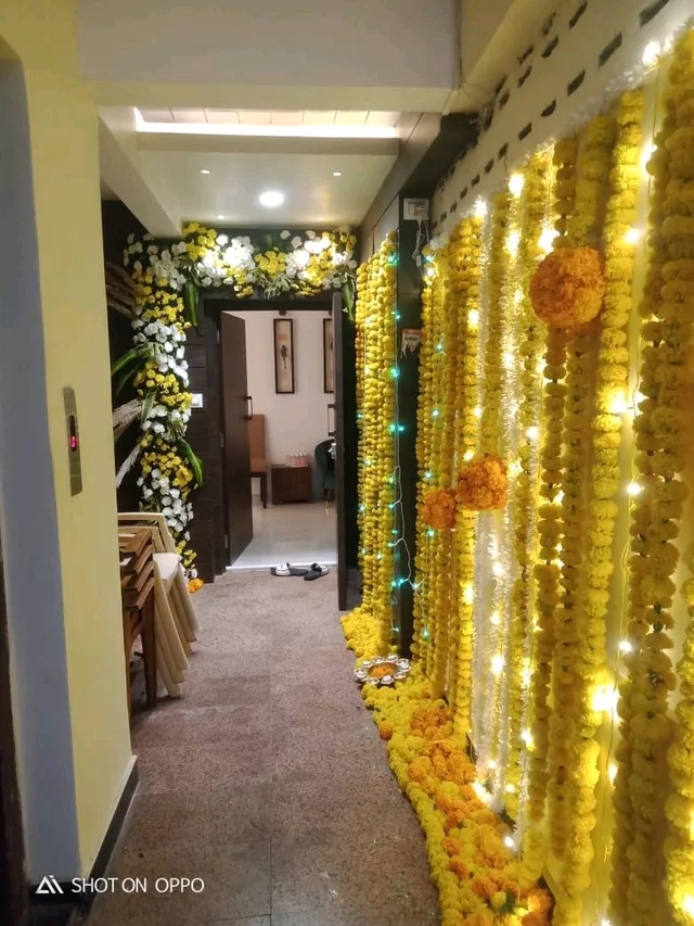 Home Decoration( Package) Gate, Passage,Hall Room Backdrop For PUJA ( Real+Artificial Mix) 