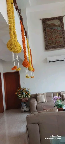 Home Decoration( Package) Gate, Passage,Hall Room Backdrop For PUJA ( Real+Artificial Mix)