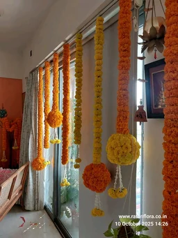 Home Decoration Real Flower Package. Marigold Flower Decoration Gate,Hall Room,Entri Passage Rangoli, Welcome Bord