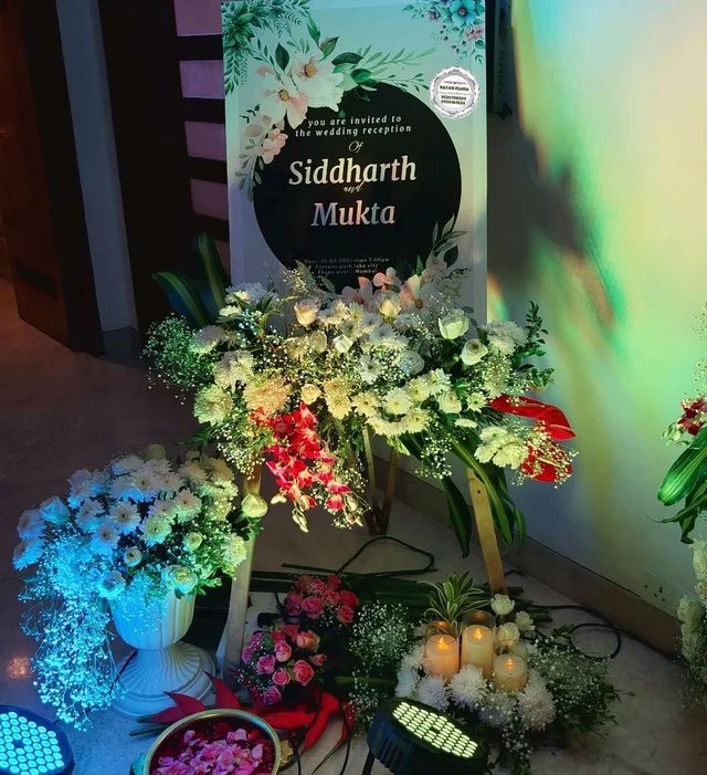 Welcome Bord Print Decoration & Real Flower 